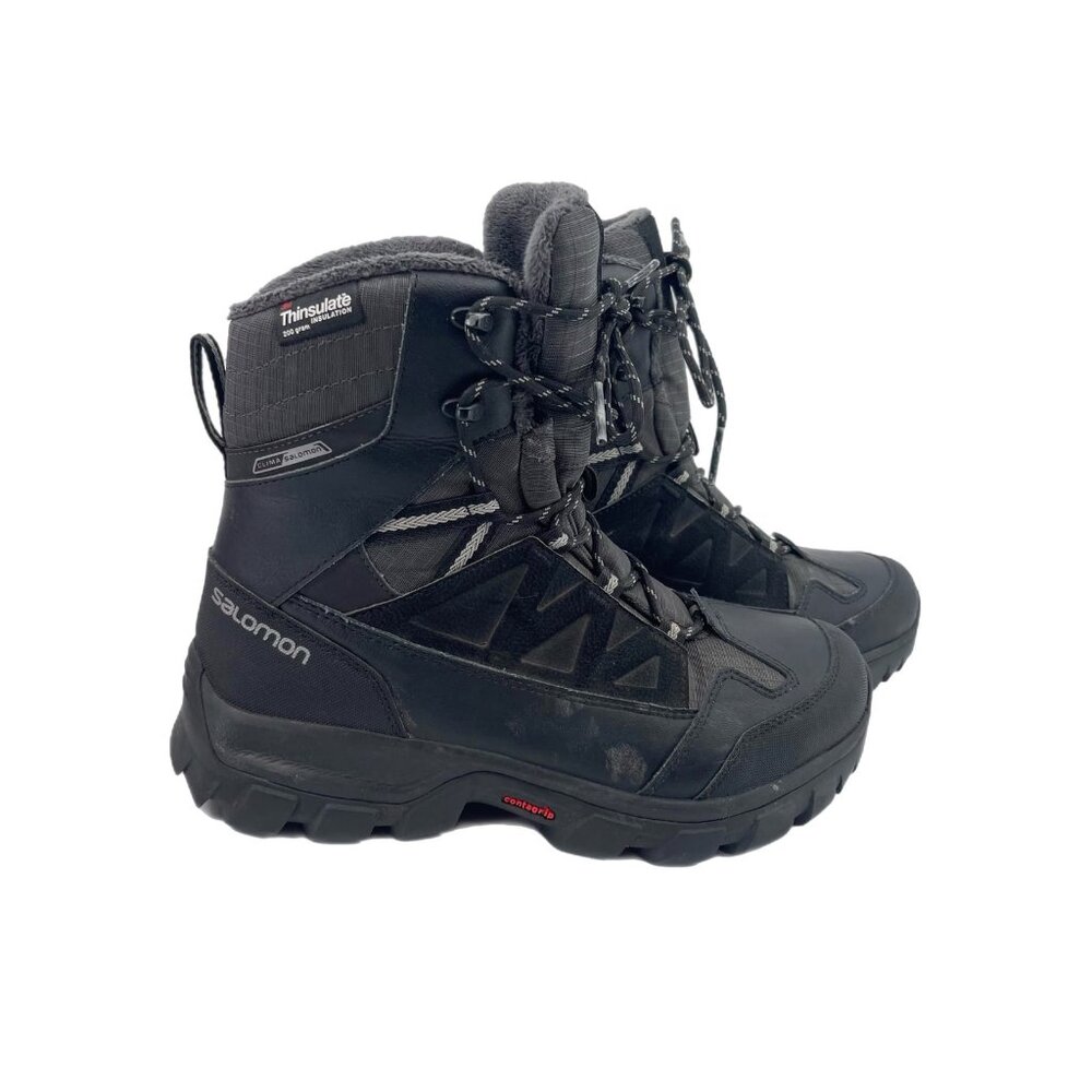 Salomon Black Lace-Up Platform Winter Boots | Size 7.5
